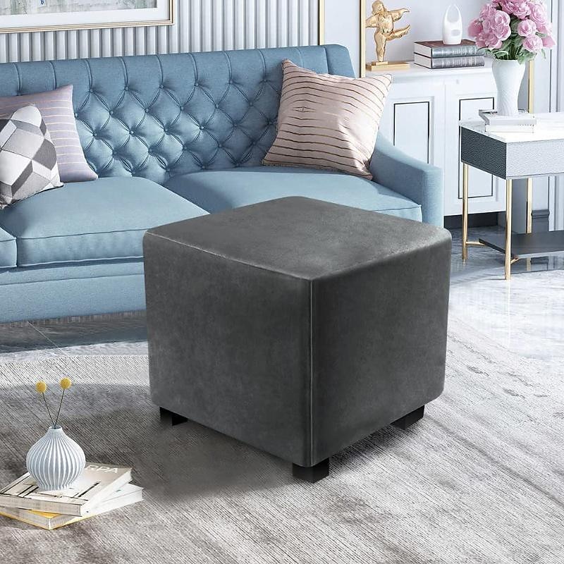 Stretch Ottoman Cover Velvet Square Ottoman Slipcovers Rectangular Foldable Storage Stool Cover Bench Cover Furniture Protector Soft Slipcover with Elastic Bottom
