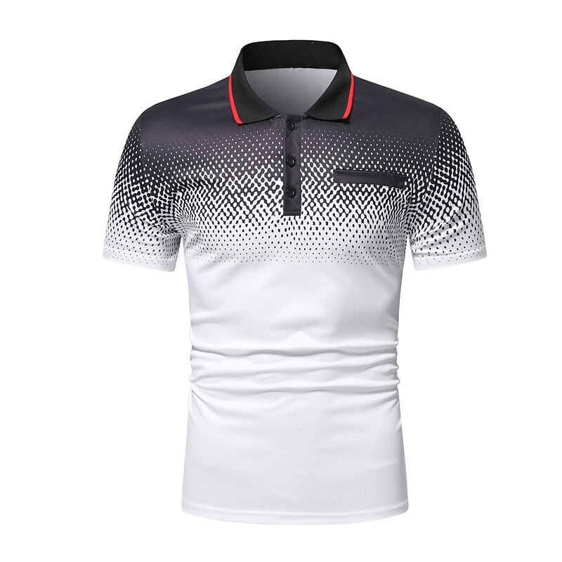 Men's Polo Shirt Golf Shirt Casual Holiday Ribbed Polo Collar Classic Short Sleeve Fashion Basic Color Block Button Summer Regular Fit Fire Red Black White Blue Orange Grey Polo Shirt3
