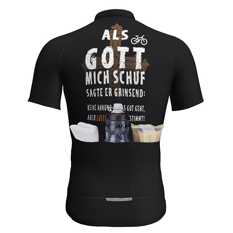 Men's Cycling Jersey Letter & Number Funny Short Sleeve Bike Jersey Top with 3 Rear Pockets Mountain Bike MTB Road Bike Cycling Quick Dry Reflective Strips Back Pocket Moisture Wicking Sports Black4