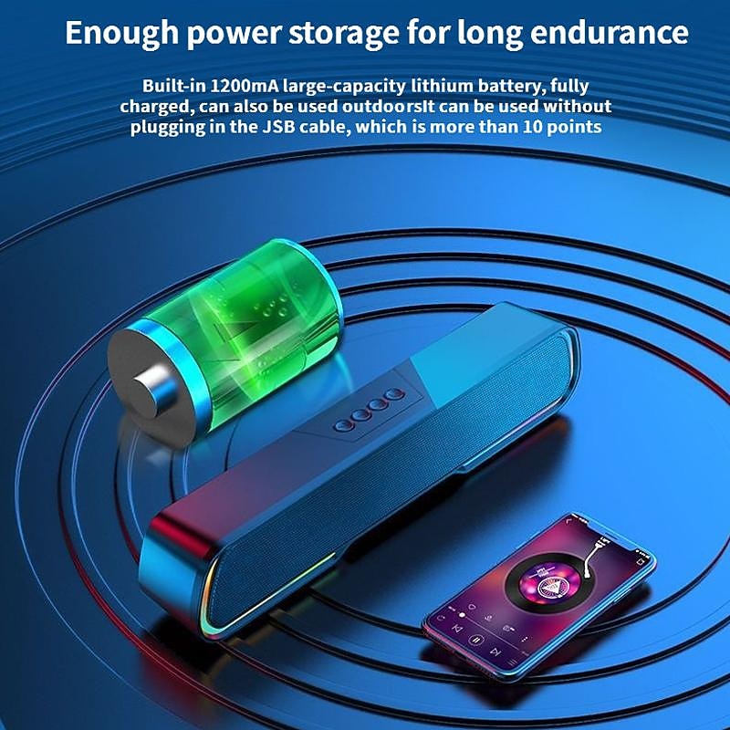 RGB Light Wireless Bluetooth Soundbar Hi-Fi Stereo Speaker Upgraded Version Of High Sound Quality For SmartPhone/Tablet/Computer TVHome Theater TV Strong Bass Sound Bar With Remote Control4