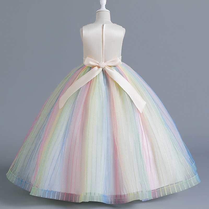 Kids Girls' Flower Girl Dress Party Dress Floral Sleeveless Wedding Party Special Occasion Mesh Zipper Adorable Sweet Cotton Polyester Maxi Party Dress Pink Princess Dress Summer Spring Fall 4-134