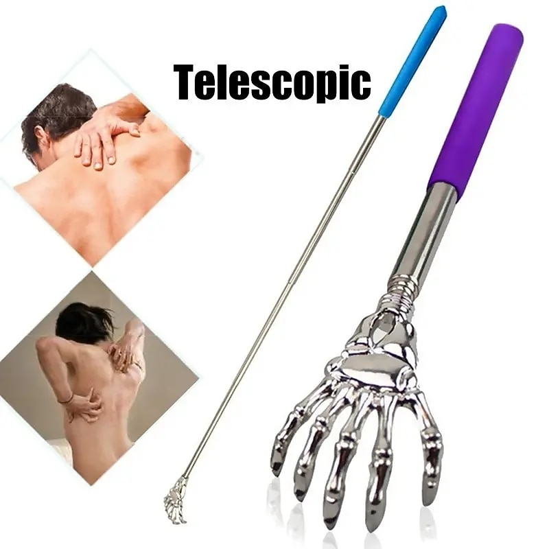 1pc New Retractable Back Scratcher Tool Stainless Steel Horn Massager Massage Tool Used To Relax The Back
