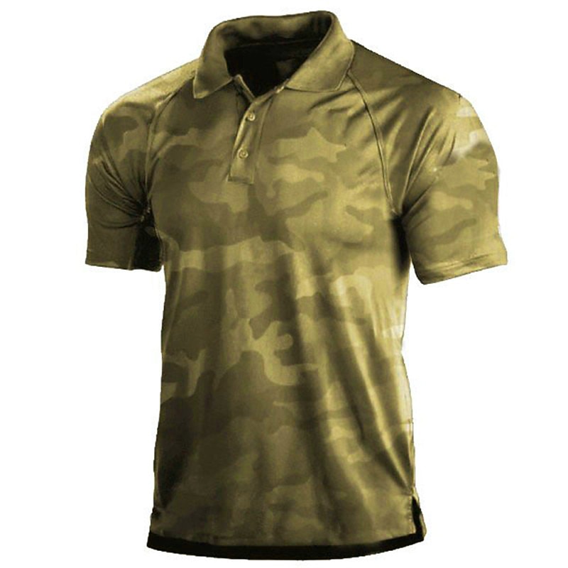 Men's Camouflage Camo / Camouflage Polo Shirts Golf Shirt Short Sleeve Shirt Turndown Outdoor Vacation 3D Print Army Green Navy Blue Green Khaki Gray Print Button-Down Clothing Apparel Fashion Casual3