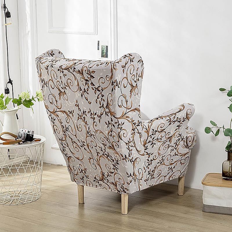 Stretch Wingback Chair Cover Wing Chair Slipcovers With Seat Cushion Cover Spandex Jacquard Wingback Armchair Covers4