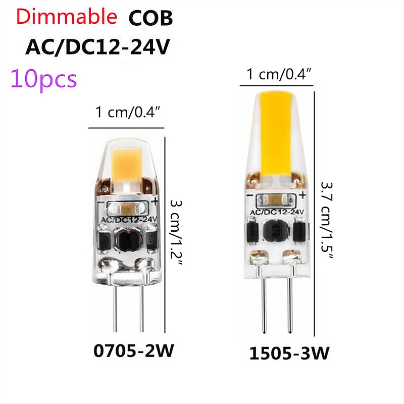 10pcs G4 LED Dimmable Bulb AC/DC12-24V 2w 3w 1505 COB LED Light Replace Traditional of Halogen Bulb for Spotlight Chandelier3
