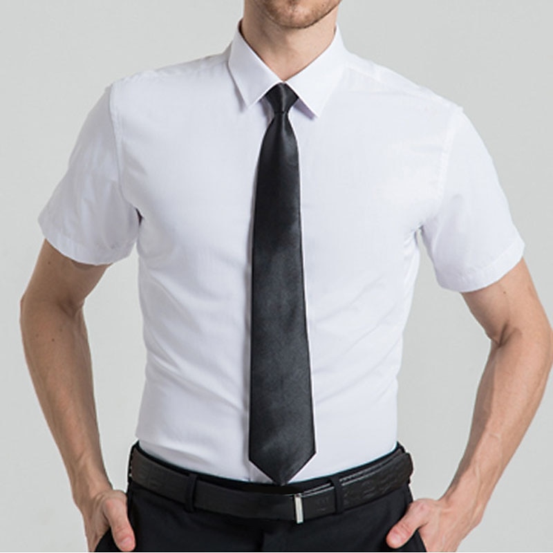 Men's Dress Shirt Plain Wedding Outdoor Black White Navy Blue Blue Short Sleeve Square Neck Summer Clothing Apparel Button-Down2