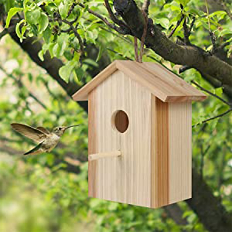 Bird House with Strong Suction Cups and lanyards for Outdoor use - See-Through Environmentally Friendly Wooden Bird nestBird Nest Transparent Design for Easy Observation2