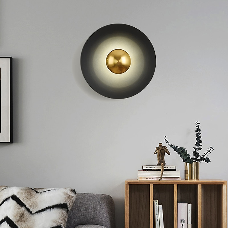 Indoor Wall Light LED Copper Circle Design Living Room Bedroom Metal Wall Lights 3000K E26 Wall Light Fixtures for Bedroom Bathroom