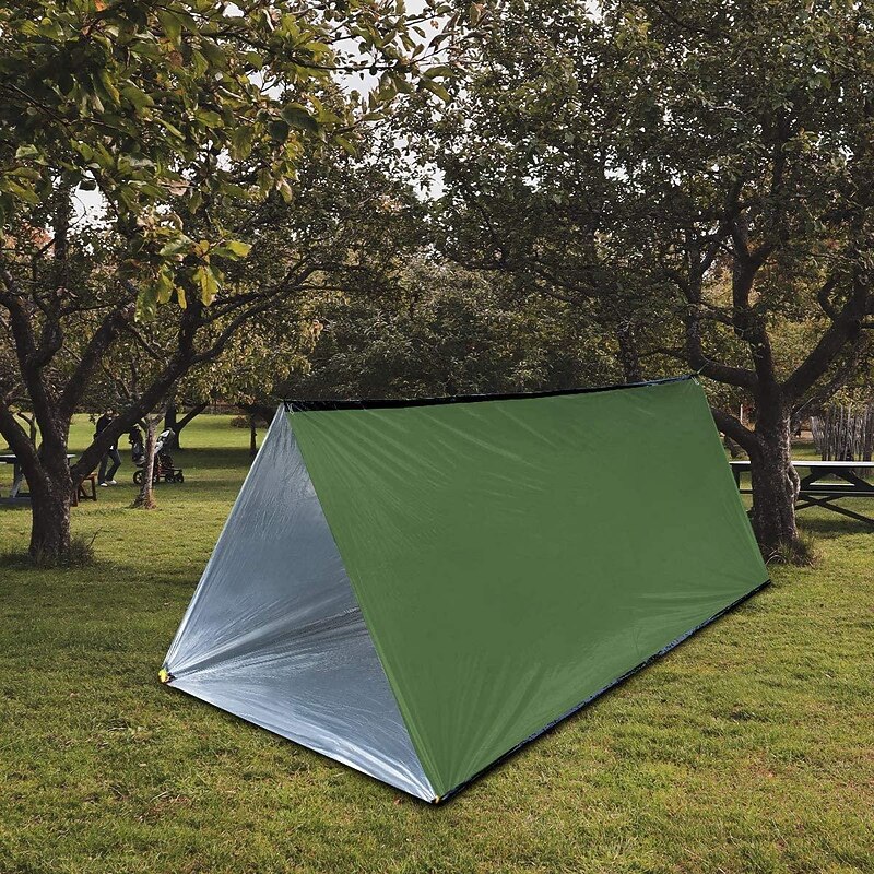First Aid Tent, Portable Outdoor Emergency Shelter, Waterproof, Windproof And Warm Mylar Emergency Blanket For 2 People, Outdoor Camping Accessories3