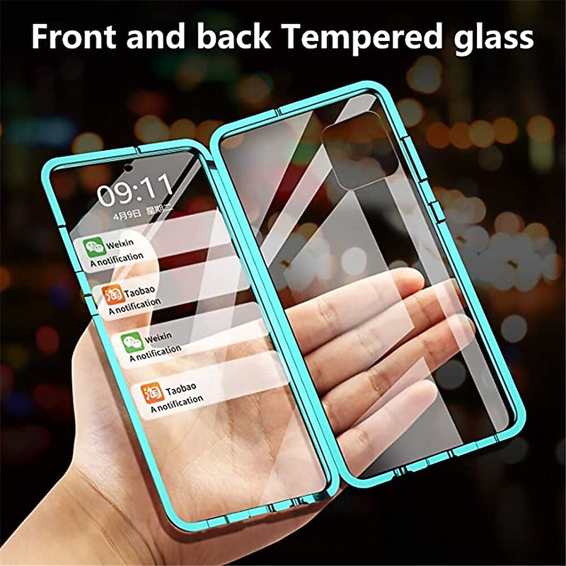 Phone Case For Samsung Galaxy A34 A54 A53 A33 A13 A32 A52 Magnetic Adsorption with Screen Protector Magnetic Full Body Protective Transparent Tempered Glass Metal