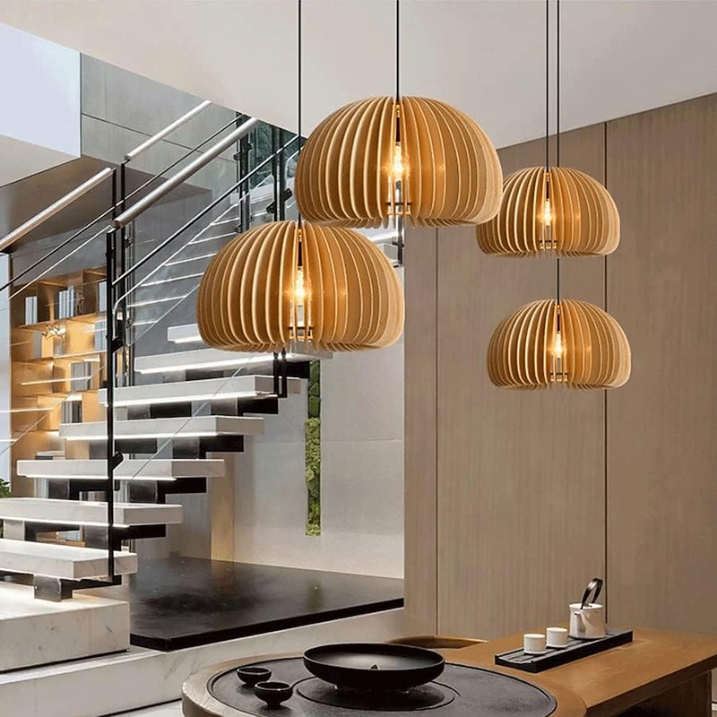 Creative Wooden Chandelier Rarmhouse Natural Wind Log Chandelier E27/E26 Base Ceiling Lighting Hanging Lamp Suitable for Study Coffee Shop Restaurant Rar  AC220V AC110V4