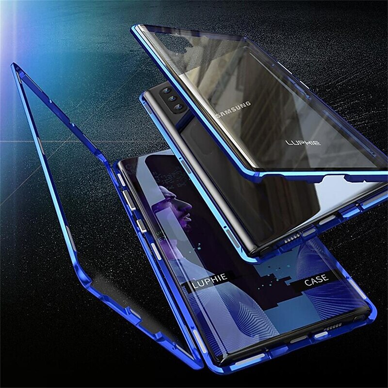 Phone Case For Samsung Galaxy S25 S24 S23 Ultra Plus S22 Plus  Ultra A14 A34 A54 A53 A33 A13 Magnetic Adsorption with Screen Protector Transparent Magnetic Transparent Tempered Glass Metal3