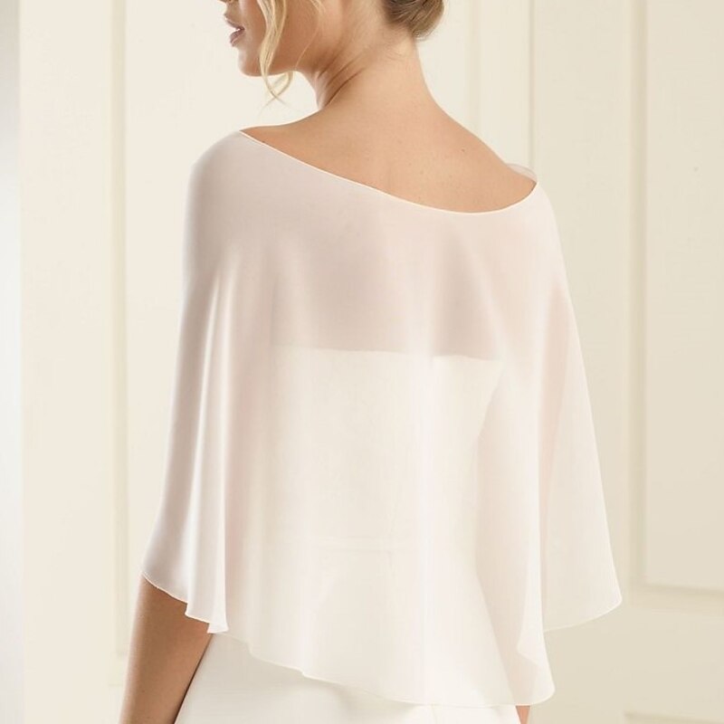 Shawl & Wrap Shawls Women's Wrap Bolero Pure Sexy Sleeveless Chiffon Wedding Wraps With Pure Color For Event / Party Spring & Summer2