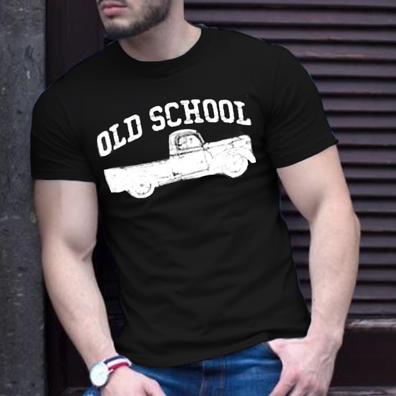 Men's Plus Size Big Tall T shirt Tee Tee Crewneck Black White Navy Blue Short Sleeves Outdoor Going out Print Car Letter Clothing Apparel Cotton Blend Streetwear Stylish Casual4