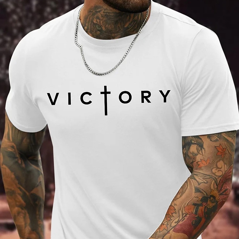 Men's Inspirational Victory Cross Graphic Short Sleeve T-Shirt2