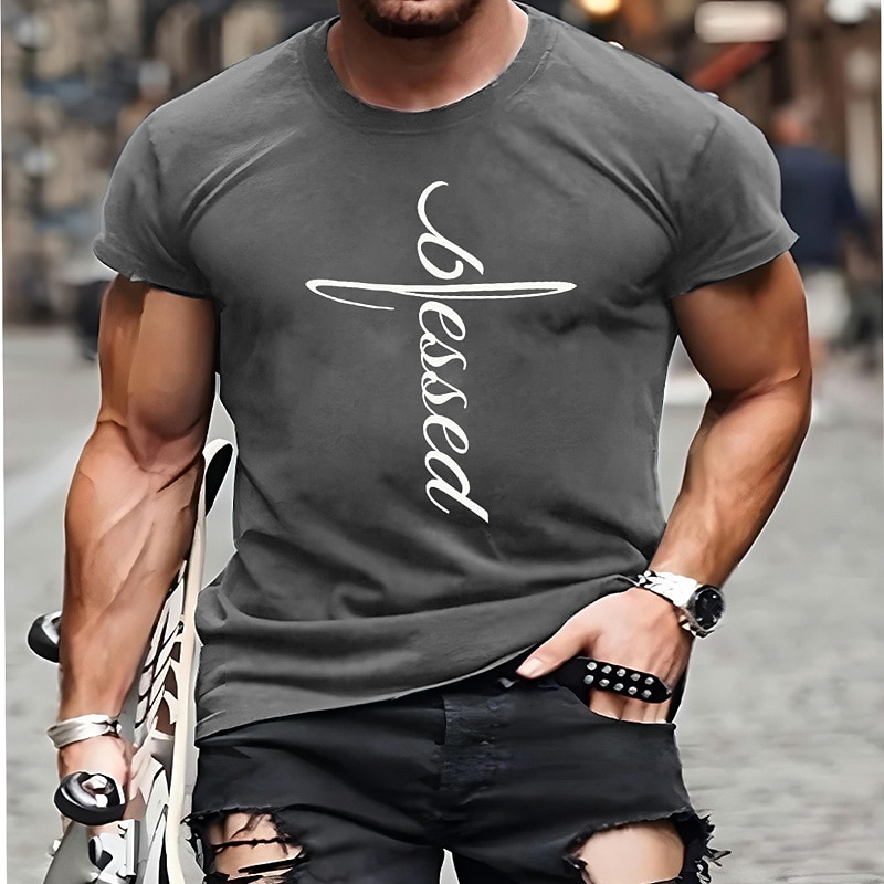 Men's Blessed Cross Graphic Short Sleeve T-Shirt3