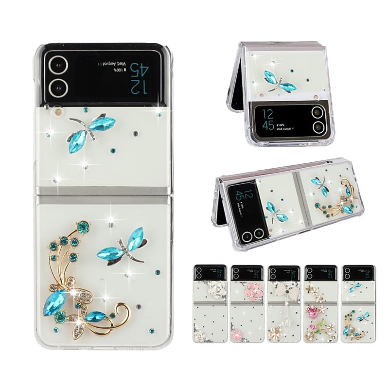 Phone Case For Samsung Galaxy Z Flip 7 Z Flip 6 Z Flip 5 Z Flip 4 Z Flip 3 Flip Flip Bling Rhinestone Crystal Diamond PC