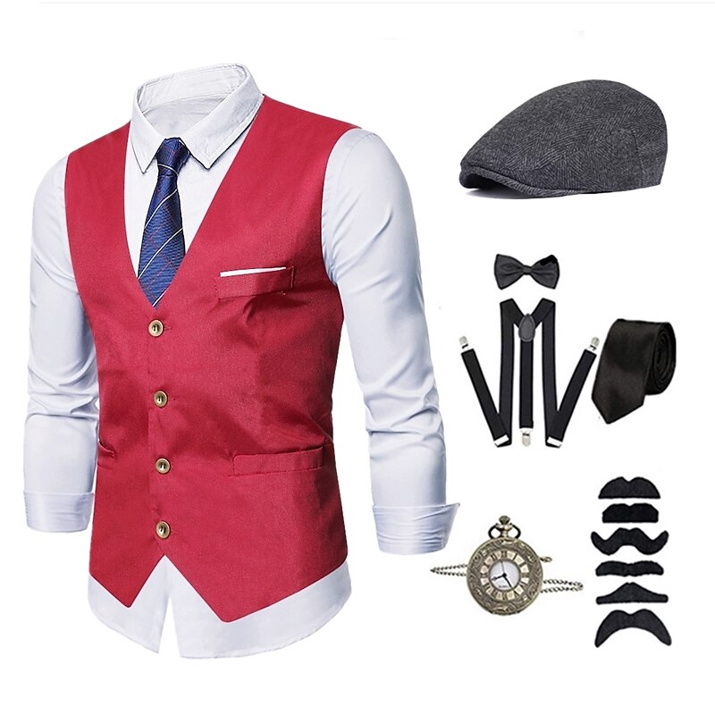 1920s Vest Hat Accesories Detective Set The Great Gatsby Classical Roaring 20s Bow Tie Men's Costume Vintage Cosplay Cocktail Party Wedding4