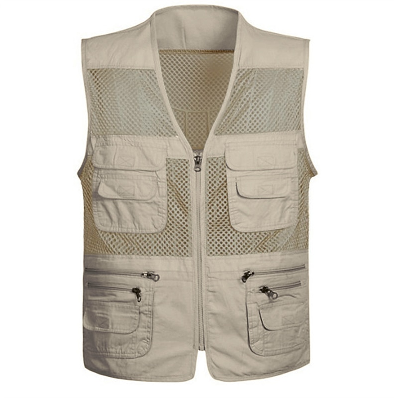 Men's Vest Gilet Fishing Vest Hiking Vest Sleeveless Vest Gilet Jacket Outdoor Holiday Streetwear Chic & Modern Summer Spring Pocket Quick Dry Polyester Breathable Color Block Zipper V Neck Regular