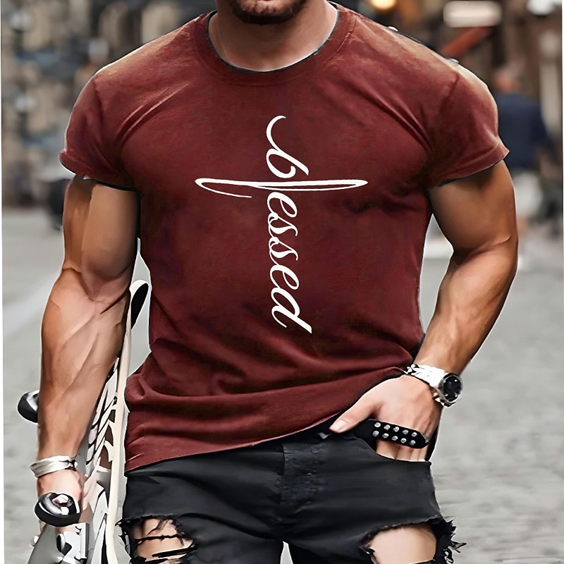 Men's Blessed Cross Graphic Short Sleeve T-Shirt4