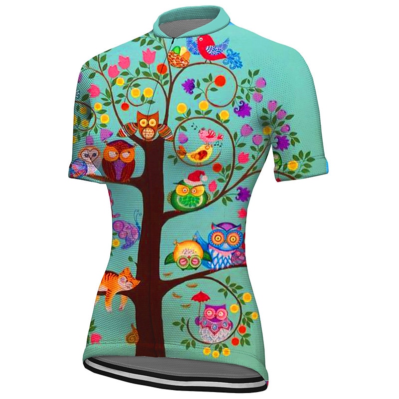 Women's Cycling Jersey Graphic Plants Short Sleeve Bike Jersey Top with 3 Rear Pockets Mountain Bike MTB Road Bike Cycling Quick Dry Reflective Strips Back Pocket Moisture Wicking Sports Red Blue4