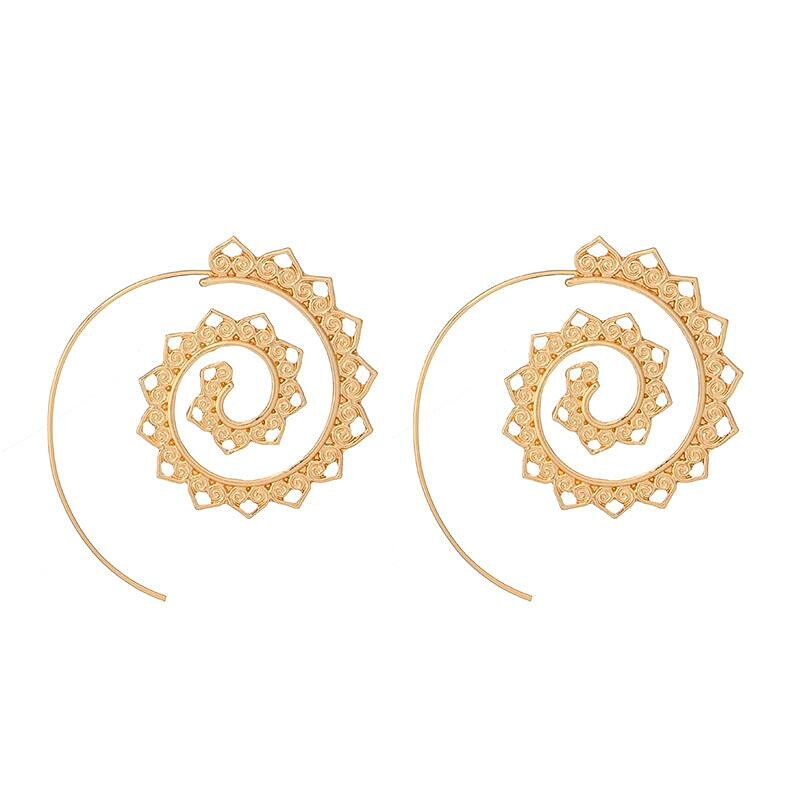 european and american new oval spiral earrings exaggerated swirl gear shape heart shape retro ear jewelry wholesale4