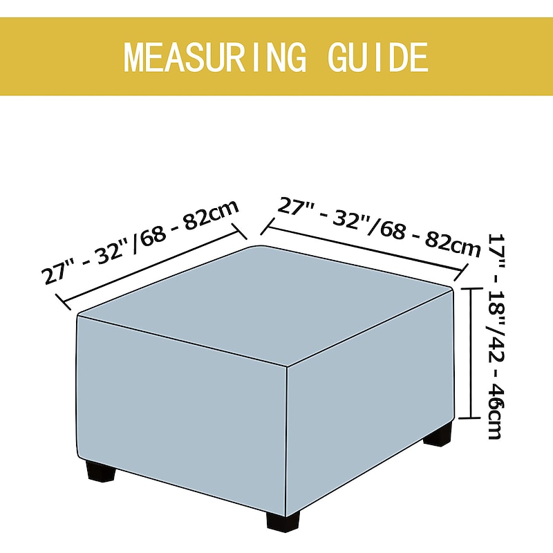 Stretch Ottoman Cover Square Ottoman Slipcovers Furniture Protector Folding Storage Stool Furniture Protector Soft Slipcover with Elastic Bottom3