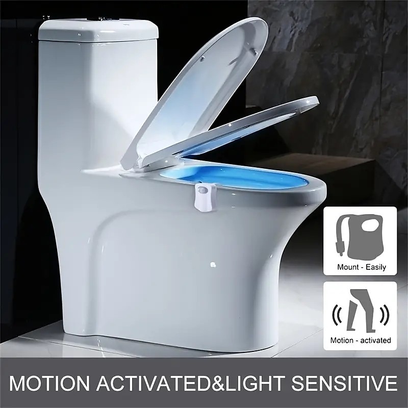 Toilet Night Light Bathroom LED Toilet Seat Bowl Motion Activated Detection Sensor 8-Color Changing Waterproof Washroom for Adult Kid3