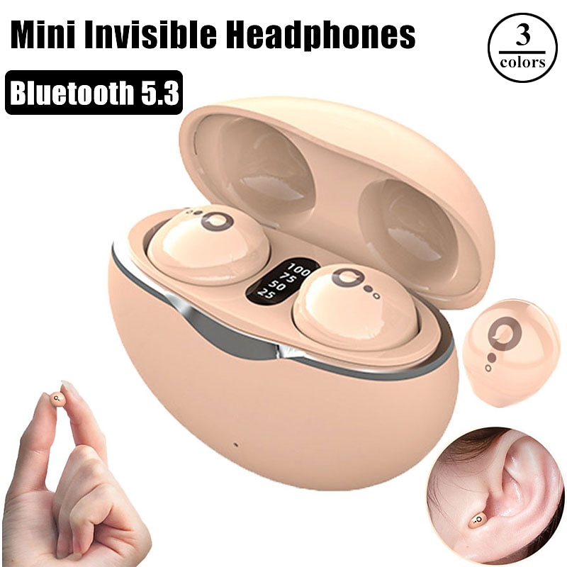 True Wireless Bluetooth Earphone Mini Invisible Headphones Bluetooth 5.3   HIFI Stereo Noise Reduction Sleep In Ear Earphones Smart Touch Sports Gaming Earphones for Smartphone