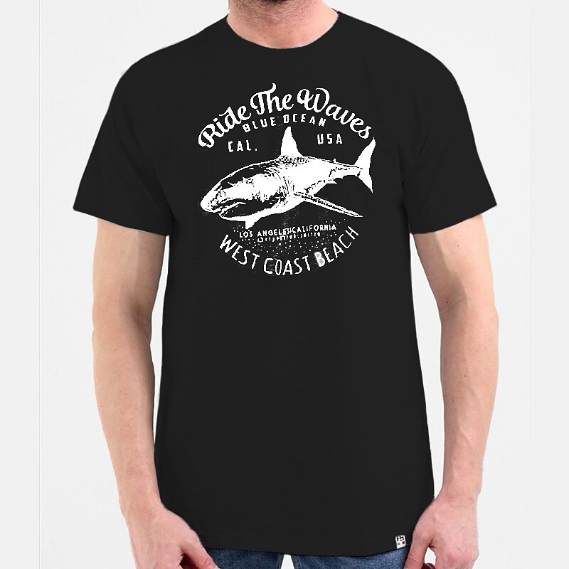 Men's Plus Size Big Tall T shirt Tee Tee Crewneck Black White Navy Blue Short Sleeves Outdoor Going out Print Letter Fish Clothing Apparel Cotton Blend Streetwear Stylish Casual2