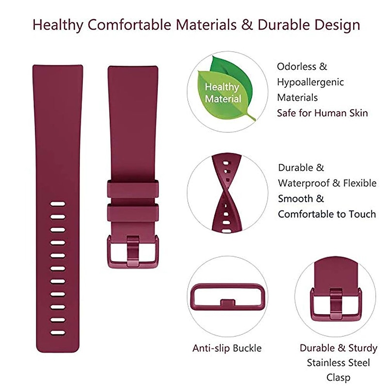 3 PCS Watch Band for Fitbit Versa 2 / Versa Lite / Versa SE / Versa Silicone Replacement  Strap Soft Breathable Sport Band Wristband4