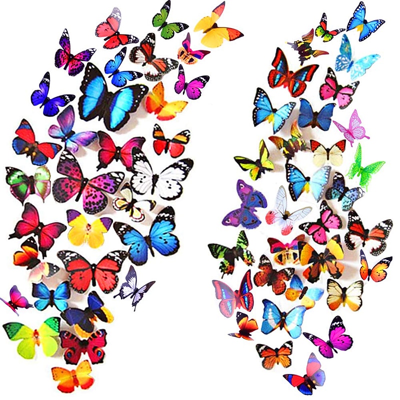80 PCS 3D Butterfly Wall Decor Butterfly Wall Decals DIY Art Decor Crafts Removable Mural Stickers Butterfly Decorations for Home Room Bedroom Nursery Decor