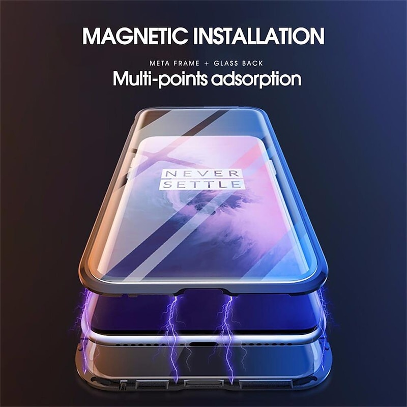 Phone Case For Samsung Galaxy A34 A54 A53 A13 A32 Magnetic Adsorption with Screen Protector Magnetic Full Body Protective Transparent Tempered Glass Metal3