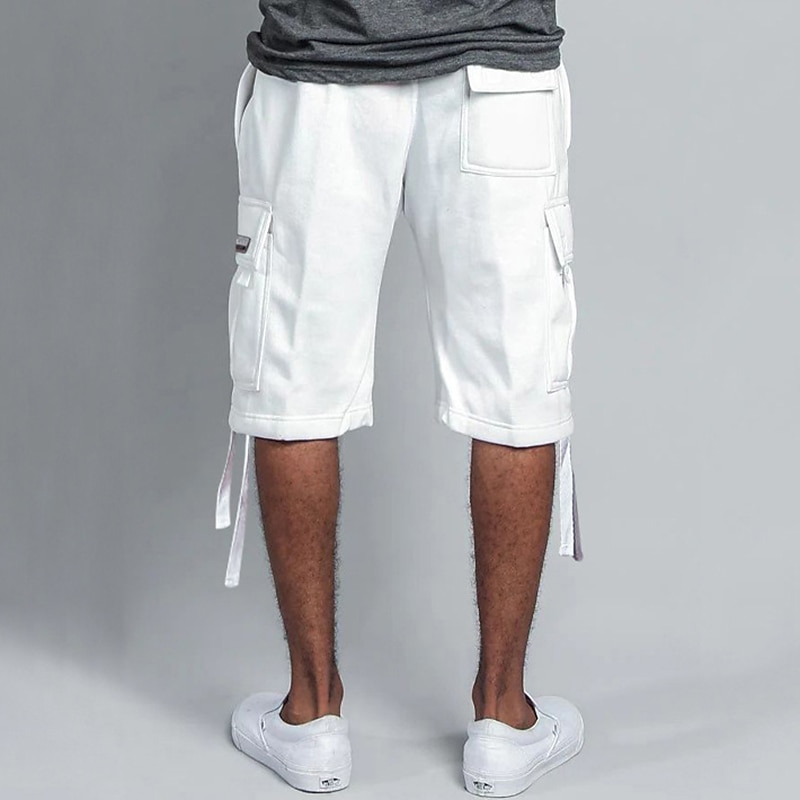 Men's Active Shorts Cargo Shorts Shorts Pocket Plain Comfort Breathable Outdoor Daily Going out Fashion Streetwear Black White4