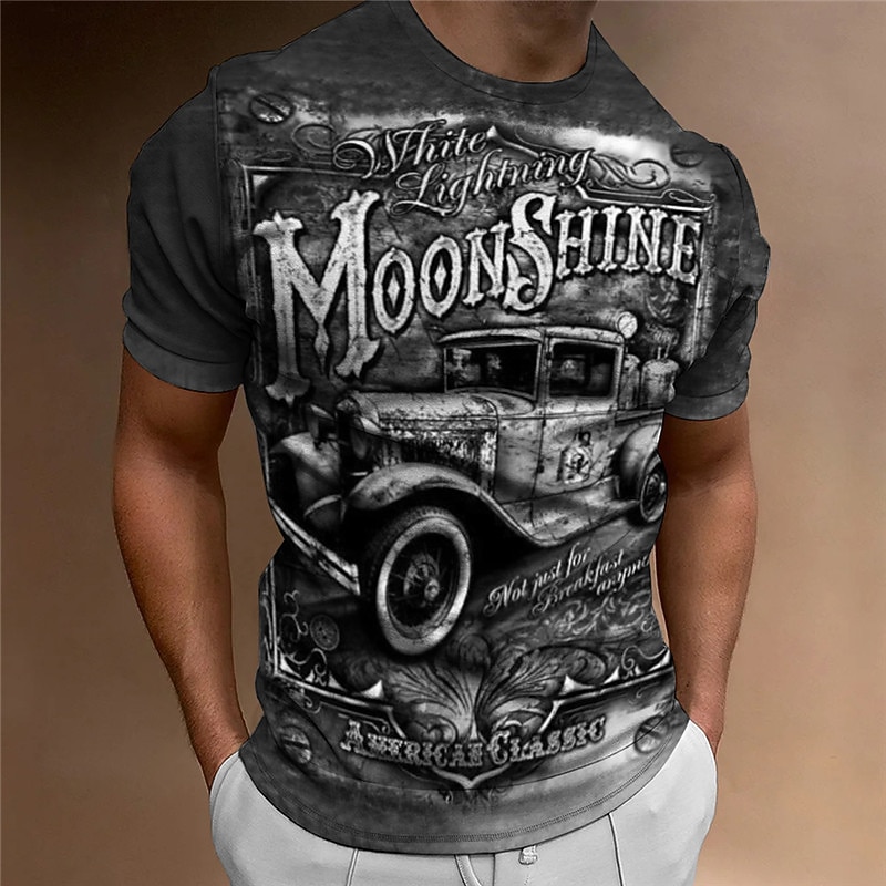 Men's Graphic Car T Shirt Short Sleeve T shirt 3D Print Crew Neck Shirt Vintage Fashion Designer Outdoor Daily Sports Blue Brown Green Spring & Summer Clothing Apparel S M L XL 2XL 3XL3