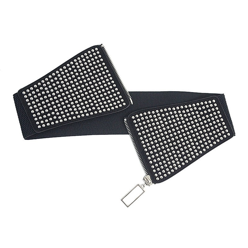 Women's Belt PU Black Wide Belt Street Prom Round Dots2