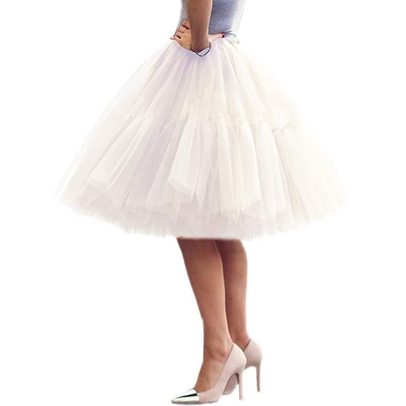 1950s Princess Rockabilly Knee Length Petticoat Hoop Skirt Tutu Under Skirt Fancy Dress Women's Kings Day Party Evening Wear Cocktail Party Prom Adults' Skirt3