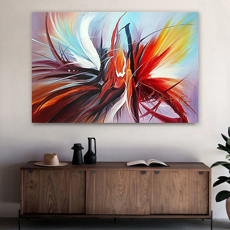 Oil Painting Hand Painted Horizontal Abstract Classic Modern Rolled Canvas (No Frame) - Main Image