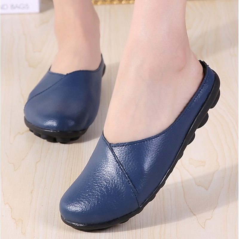 Women's White Slip - On Mules, Comfortable Faux Leather Clogs with Cushioned Insole for Daily Casual Wear