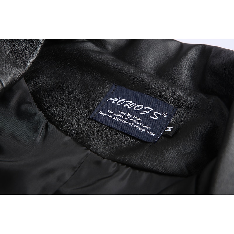 Men's Biker Jacket Faux Leather Jacket Motorcycle Jacket Daily Weekend Thermal Warm Rain Waterproof Fall Solid Colored Streetwear Punk & Gothic V Neck Short Slim Black White Jacket4