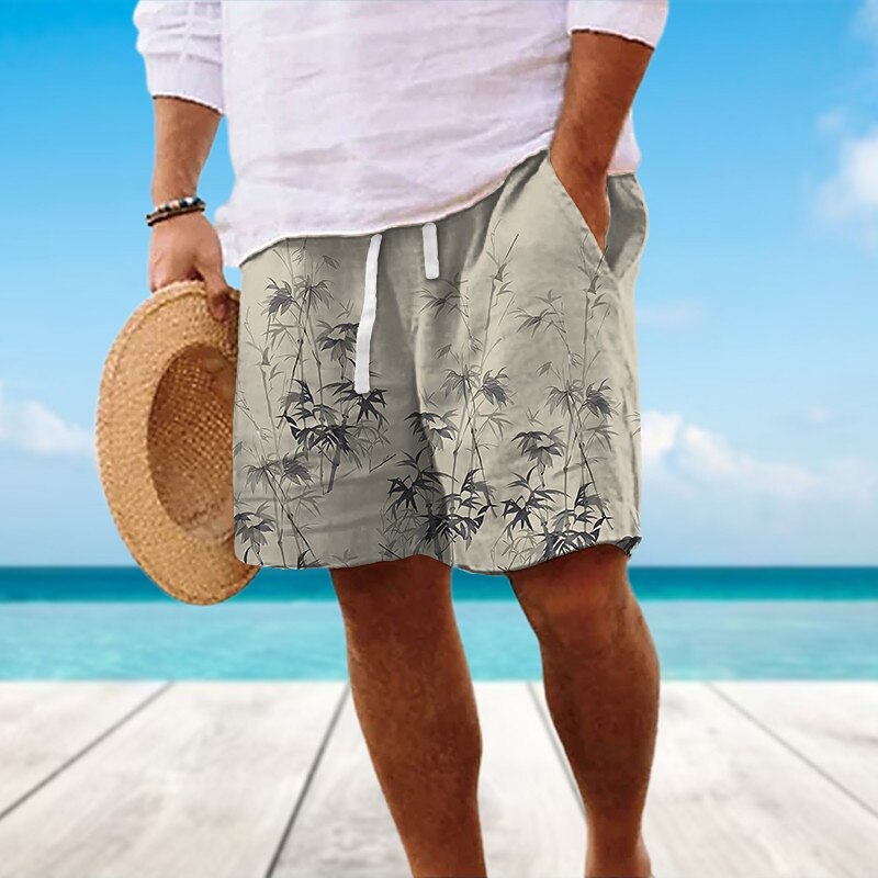 Men's Graphic Plants Summer Shorts Beach Shorts Mid Waist Streetwear Hawaiian Designer Casual Daily Holiday Drawstring Elastic Waist 3D Print Designer Clothing Apparel2