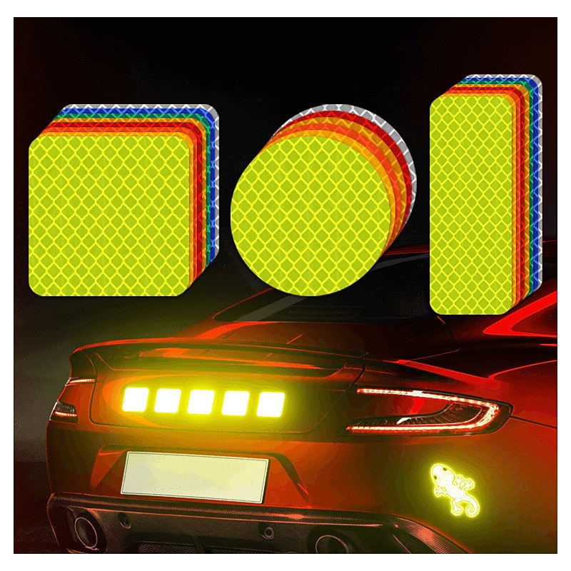 10Pcs Car Reflective Sticker Traffic Safety Night Warning Mark Car Reflective Strip Tape Luminous Car Bumper Reflective Decals2