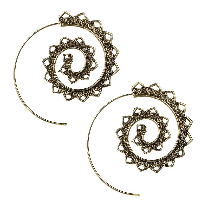 european and american new oval spiral earrings exaggerated swirl gear shape heart shape retro ear jewelry wholesale2