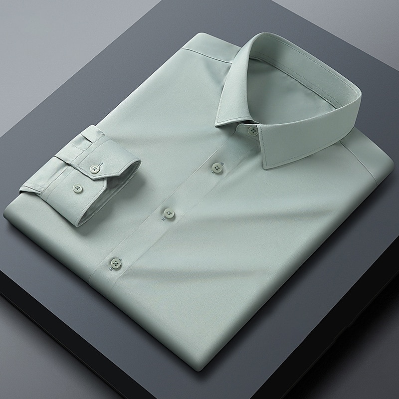 Men's Shirt Dress Shirt Plain Wedding Office & Career Black White Wine Blue Long Sleeve Turndown Spring &  Fall Clothing Apparel Basic4