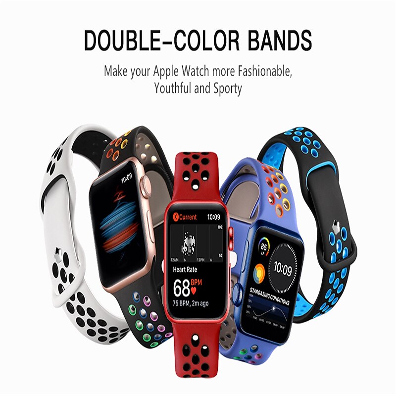 4 Pack Sport Band Compatible with Apple Watch band 38mm 40mm 41mm 42mm 44mm 45mm 49mm Waterproof Adjustable Soft Silicone Strap Replacement Wristband for iwatch Series Ultra 8 7 SE 6 5 4 3 2 13