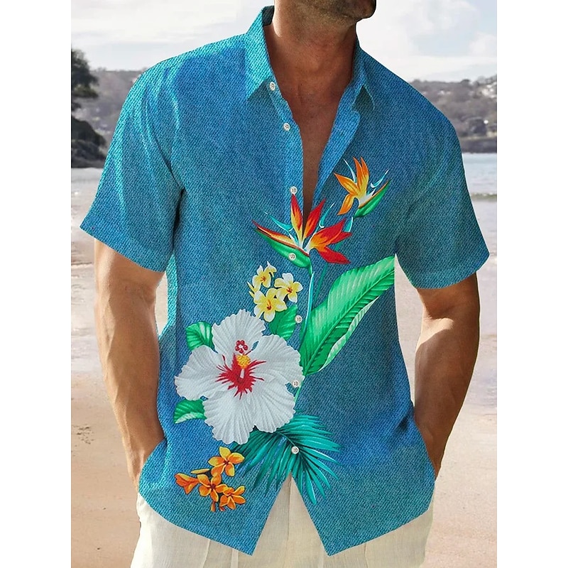 Men's Coconut Tree Tropical Plants Shirt Summer Hawaiian Shirt Aloha Shirt Short Sleeves Shirt Turndown Tropical Fashion Hawaiian Outdoor Street Hawaiian Black White Light Green S M L4