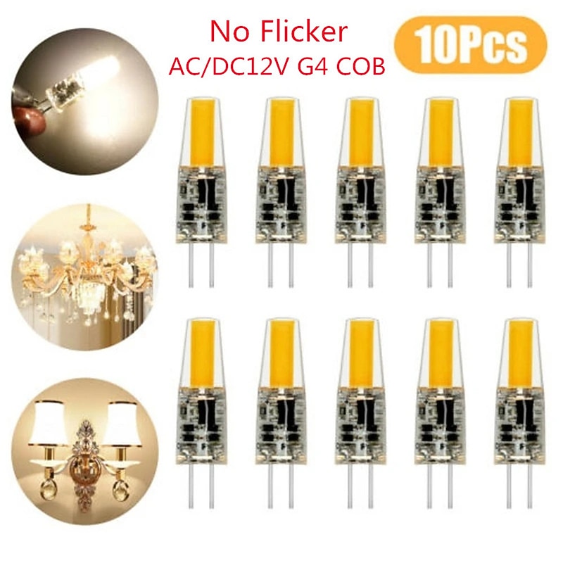 10pcs LED COB G4 3W Lamp Bulb 1505 COB Silicone Light Bulb AC/DC 12V 220V  DC12V 360 Beam Angle Replace Halogen Led Lamp Chandelier Lights2