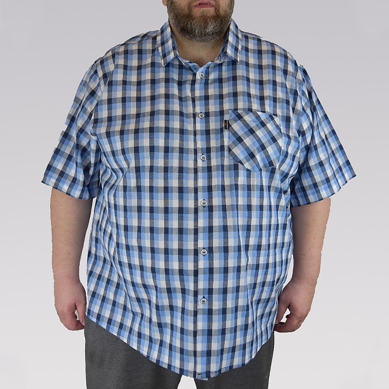 Men's Plaid Pocket Shirt Plaid Shirt Button Up Shirt Short Sleeve Shirt Turndown Outdoor Casual Blue Plus Size Clothing Apparel Modern Style Retro Vintage