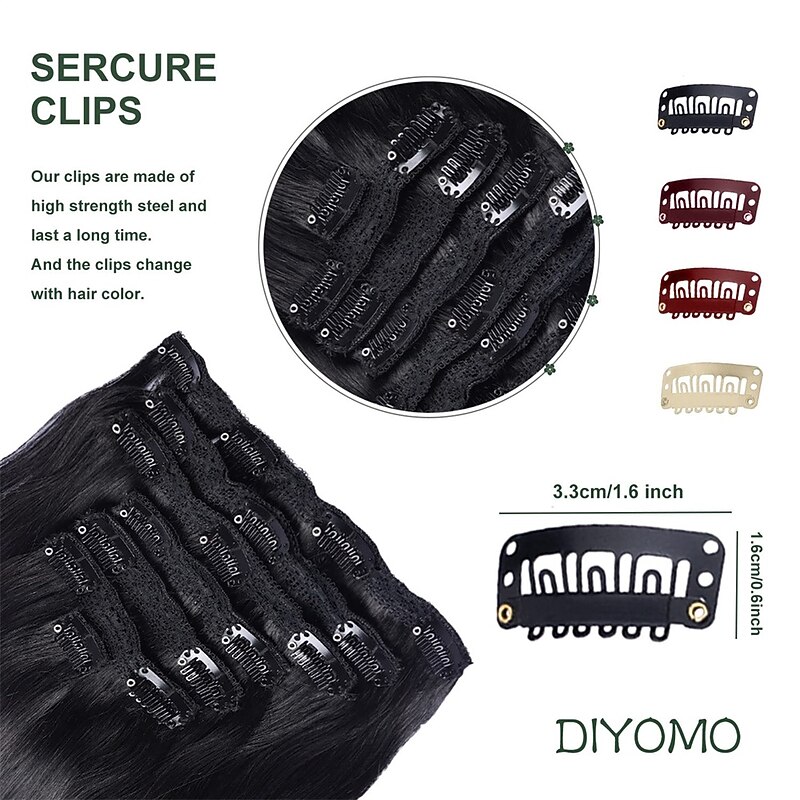 Clip in Hair Extensions Real Human Hair Soft & Natural Jet black Remy Seamless Clip ins 120g 7pcs Clip on Hair Extensions Clip in Human Hair for Women3