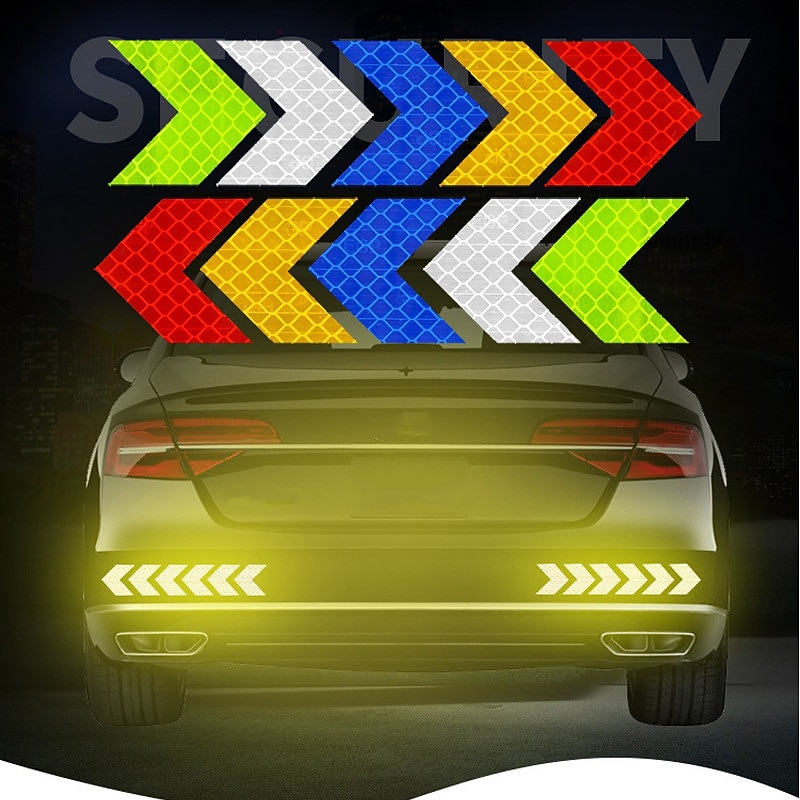 10pcs/set Car Auto Assorted Colors Sticker Self Adhesive Reflective Arrow Sign Tape